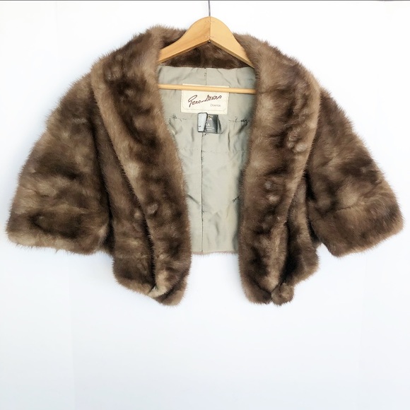 EMBA Jackets & Blazers - EMBA Genuine Mink Brown Fur Coat / Shrug